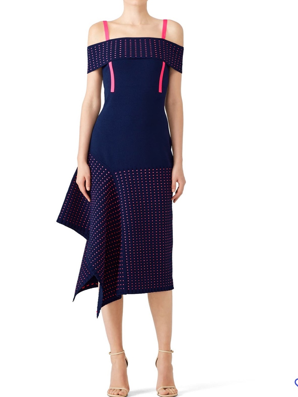 Jason Wu Navy Cold-Shoulder Midi dress